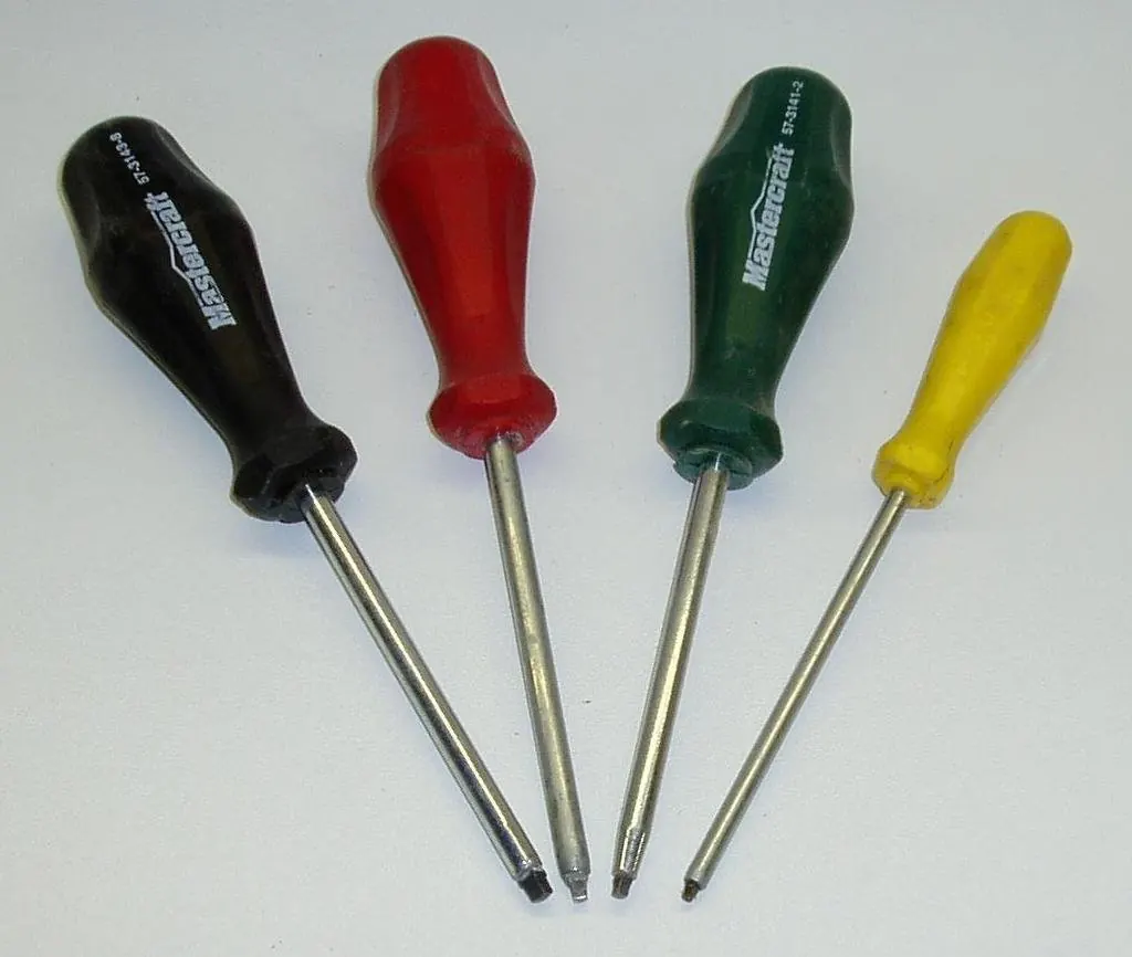 Set of four square-tip screwdrivers